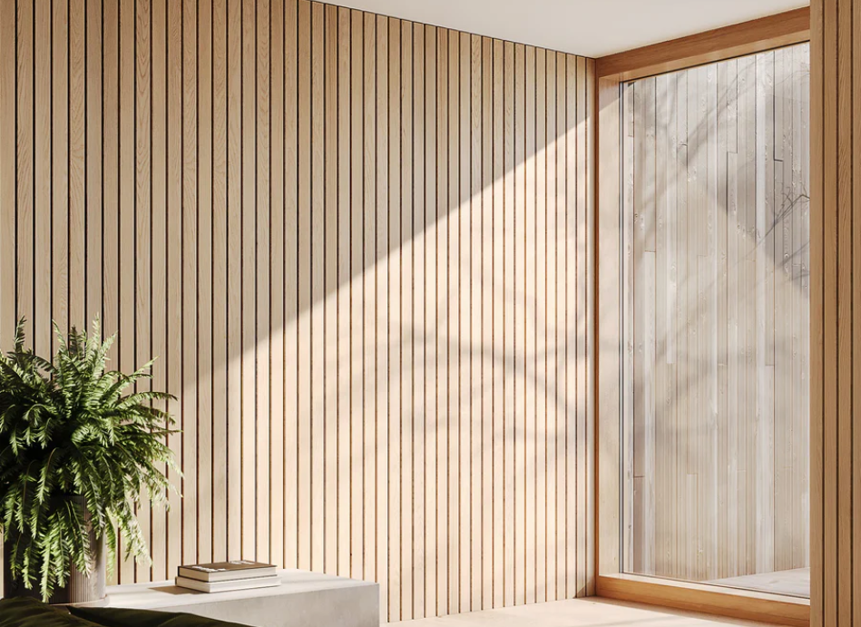Vertical panel slat feature wall